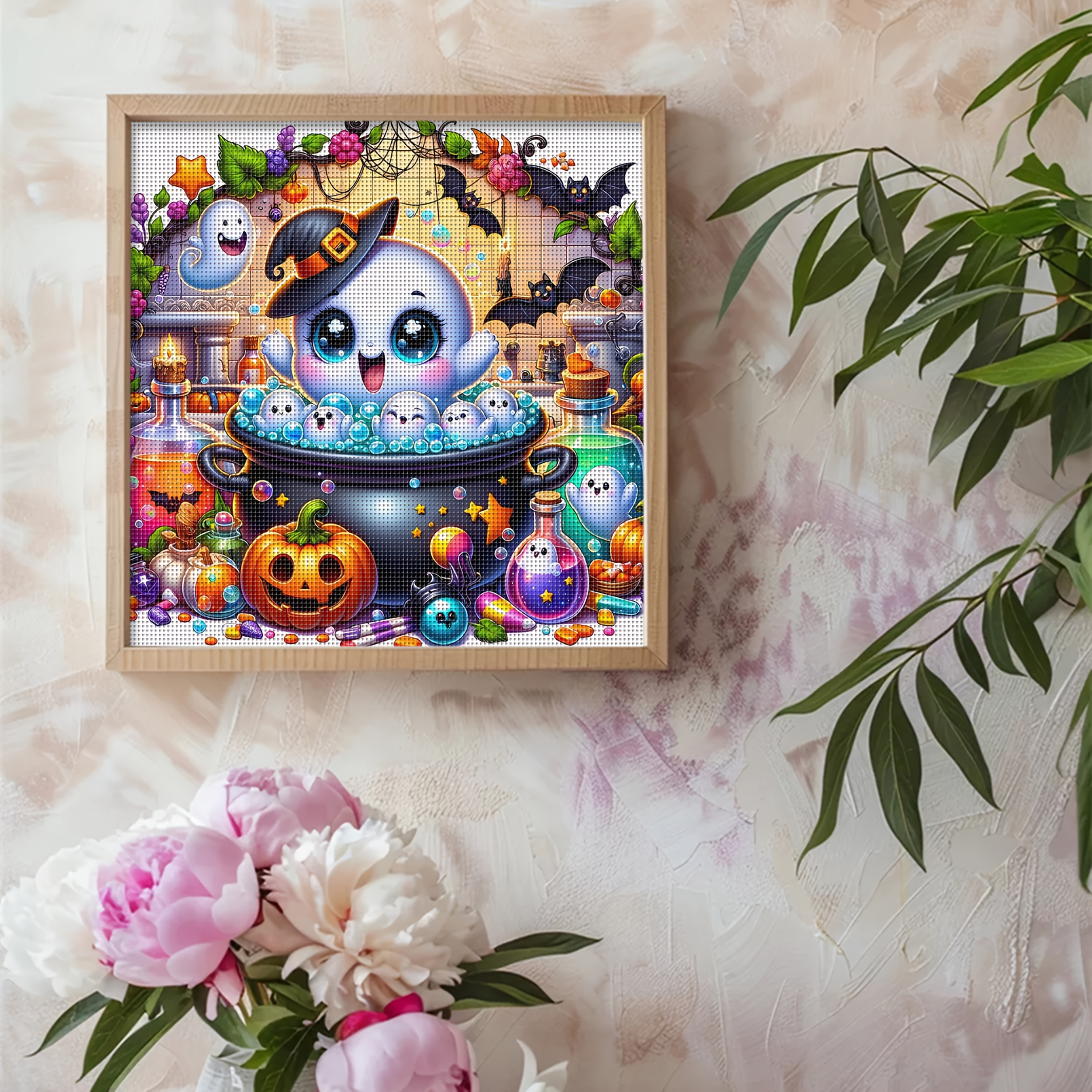 TEMU A Set Of Halloween-themed Cross- Painting Kit, High-quality Needle And Thread Embroidery, 11ct Cross- Embroidery Decoration Crafts, Vibrant Wall