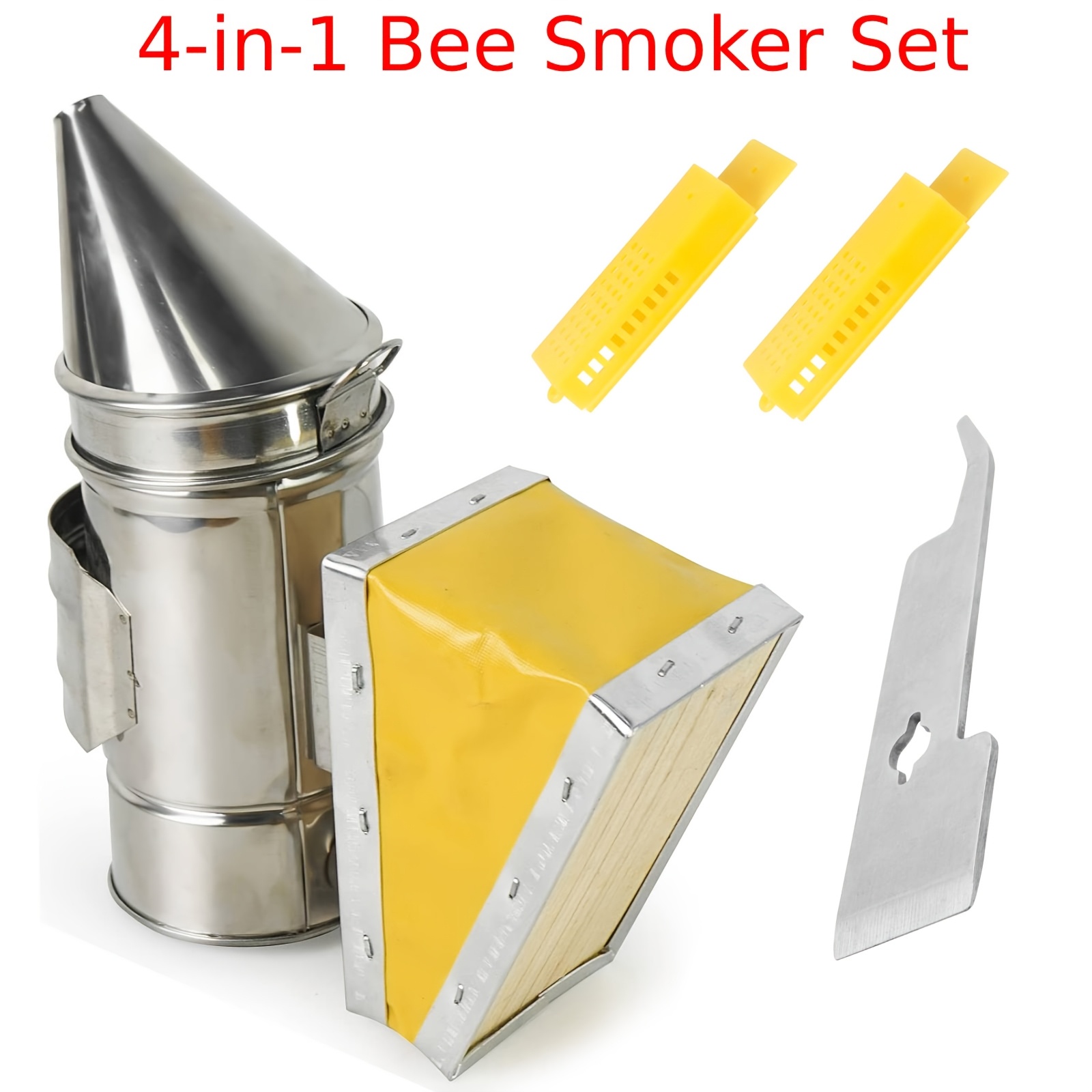 TEMU 4-in-1 Beekeeping Kit, Stainless Steel Beekeeping Tools, Beehive Tools, Queen Bee Cage, Beekeeping Supplies