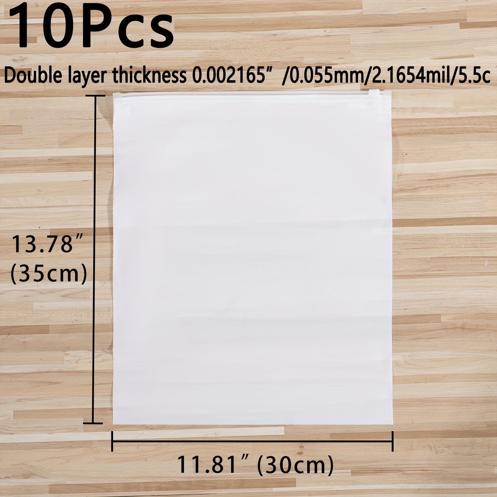 TEMU 10 7"-20" Frosted Plastic Bags, Double Layer Thickness 0.055mm, Reusable, Waterproof & Stain-resistant, For Shoes, Socks, Clothing, T-shirts,