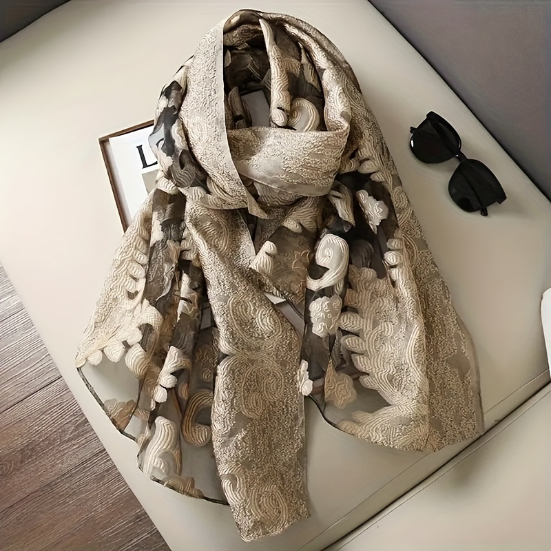 E-shop Eleganter Damen Schal mit Paisley Muster, 100% Polyesterfaser, Atmungsaktiv, Nicht Elastisch, Dekorativ, Leicht, Ideal für lässige
