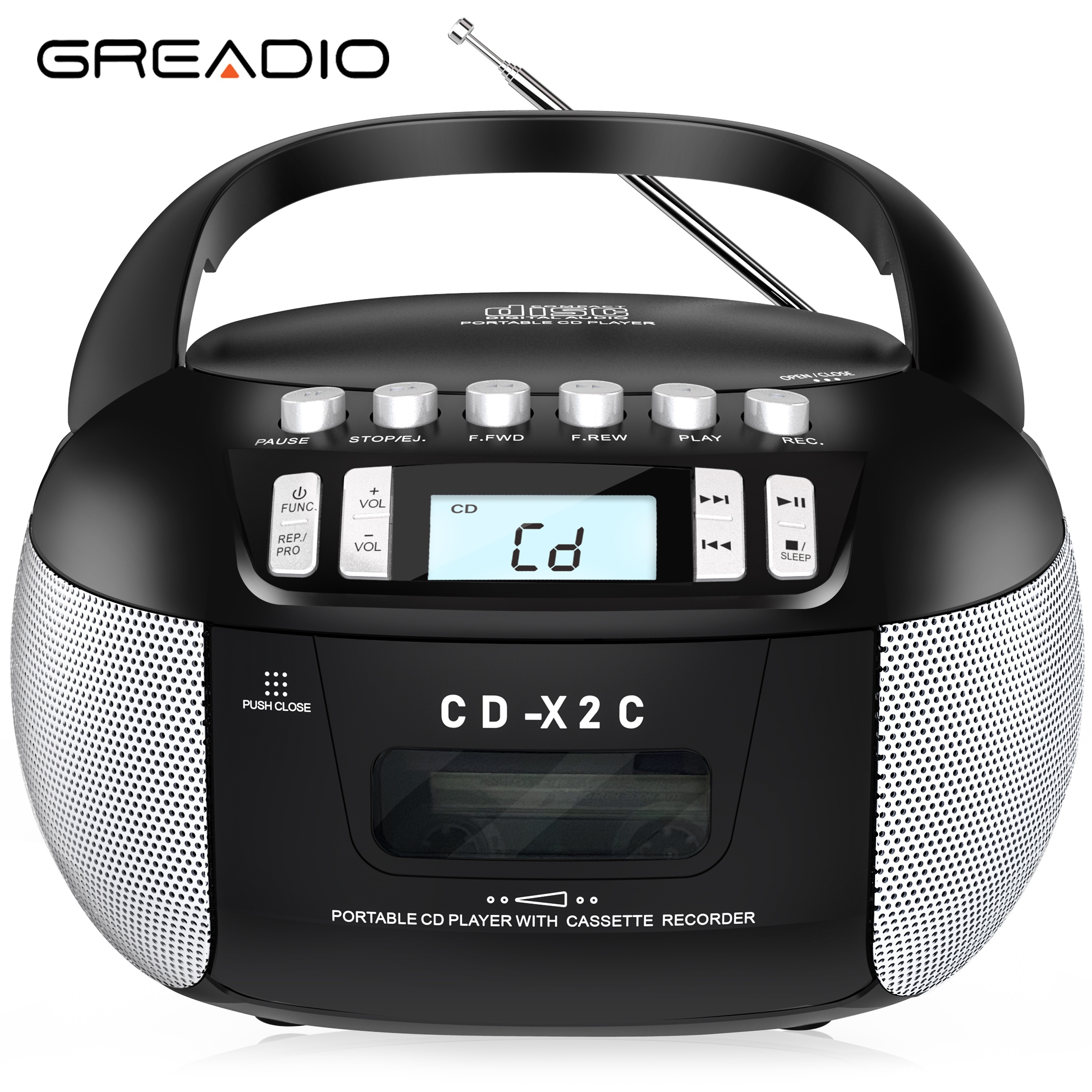 

Greadio Cd And Cassette Player Combo, Boombox Cd Player Portable With Am/fm Radio, Tape Recording, , Powered, Aux/headphone Jack, Sleep Timer For Home, Senior