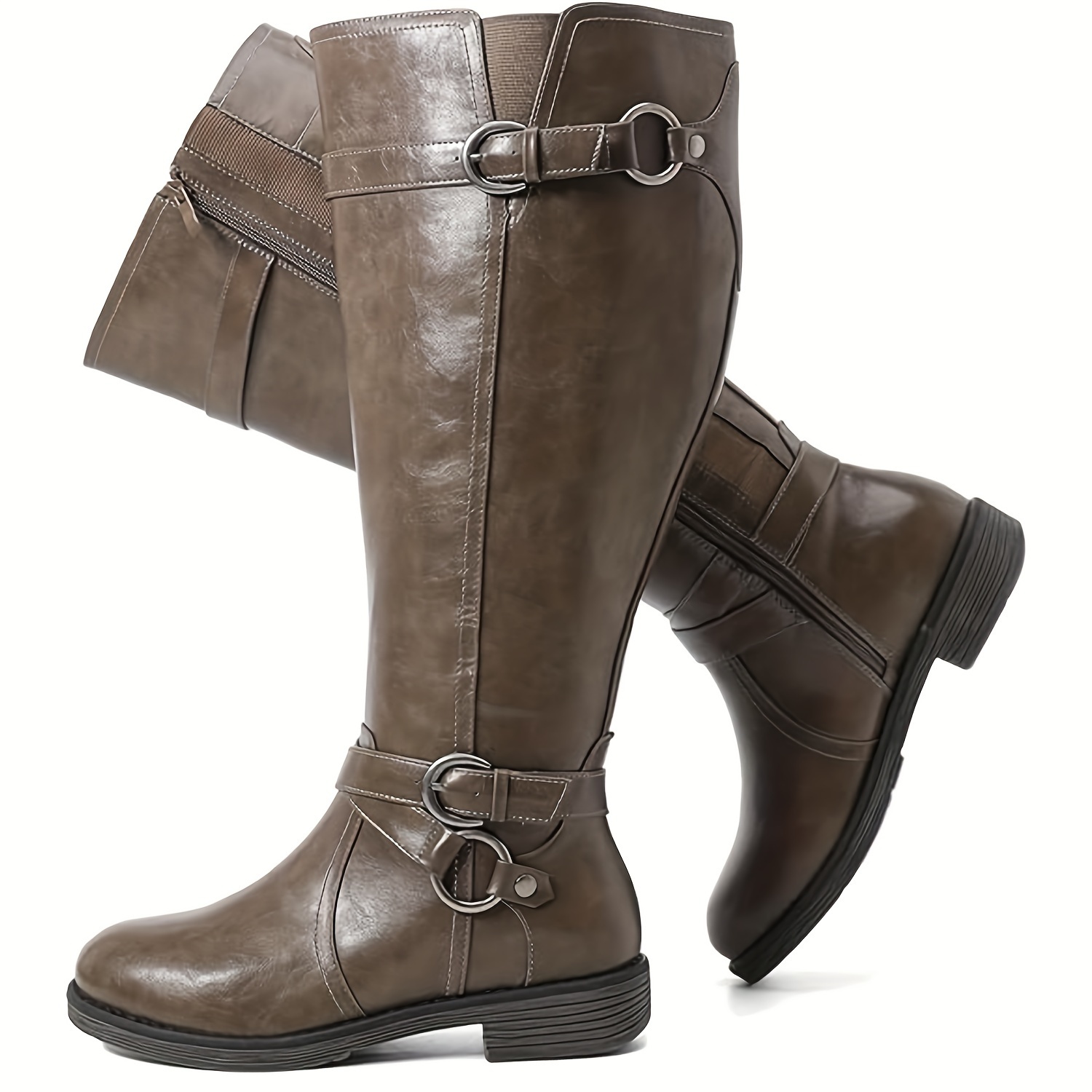 womens plus size extra wide calf knee high boots ridding Temu