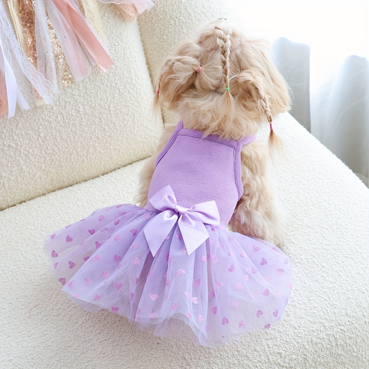open lace back dress Dog Tutu Dress Pink Purple main image 1