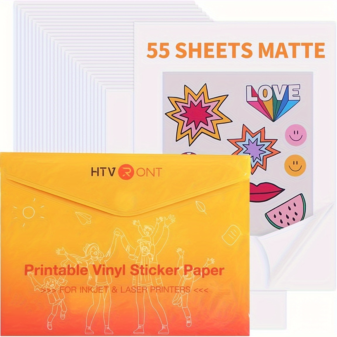 30 Feuilles Papier Autocollant Transparent A4 - Vinyle Imprimable Jet D'Encre/Laser - Résistant à L'Eau