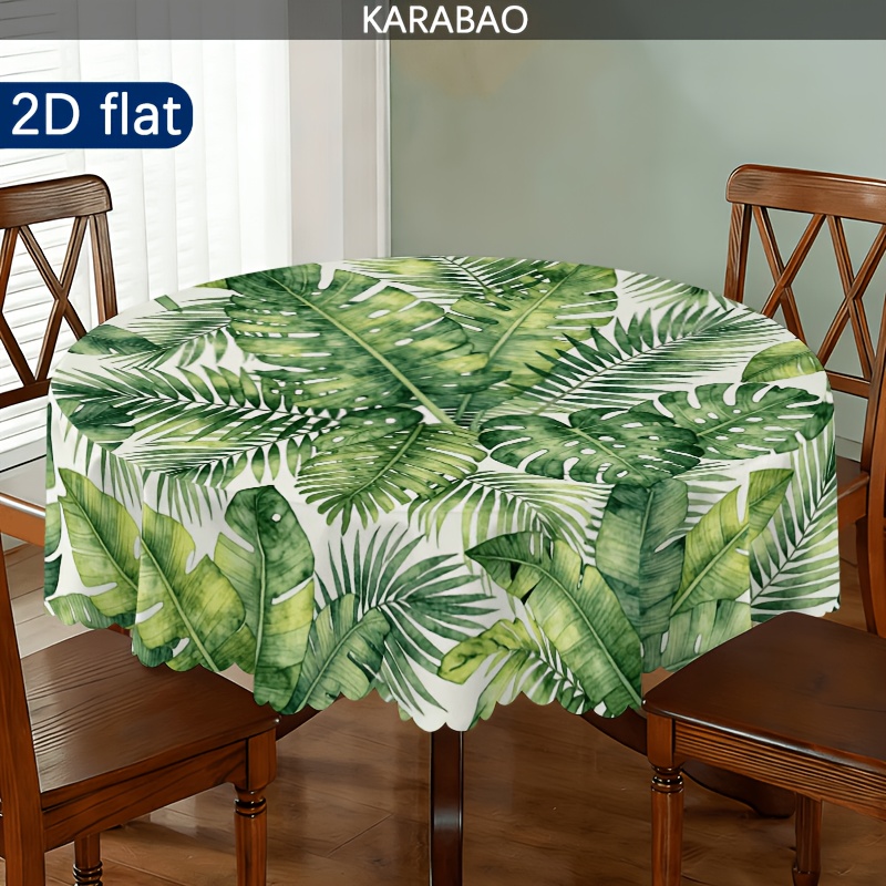 TEMU 2d Flat, 1pc Leaf Pattern Round Tablecloth, , Suitable For Dining Table Decoration, Decor, Elegant Table Decor, Suitable For Home Decoration,