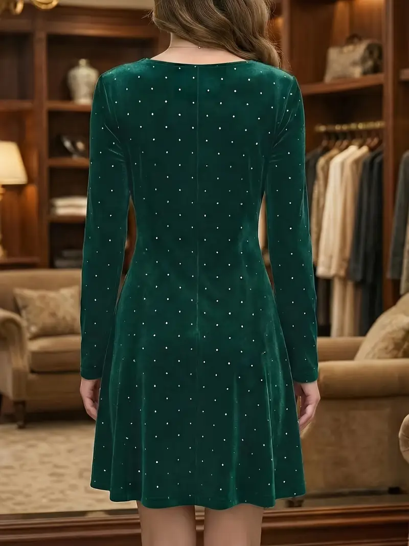 ladies velvet dress dark green long sleeved a - Temu United Arab Emirates ladies velvet dress dark green long sleeved a - Temu United Arab Emirates
