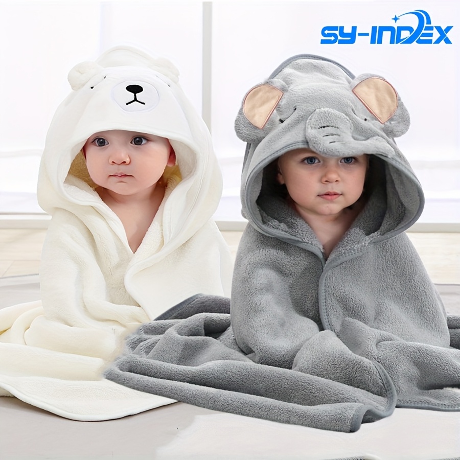Image of 2pc Unisex Children's Bath Towel, 80cm X 80cm, Cartoon Animal Design, Essential For Bathing And Swimming, Perfect Gift For Kids, Suitable For Shower, Swimming, Beach, And Home Use