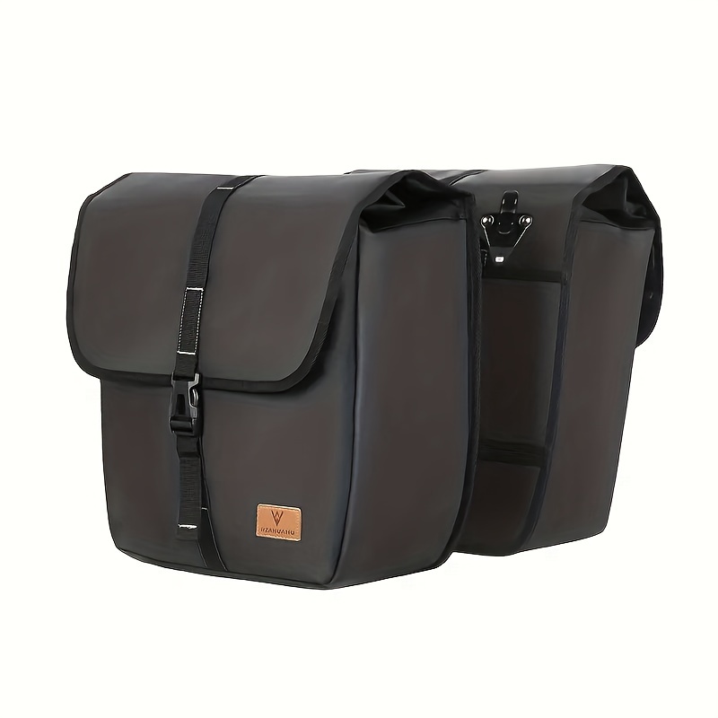 2pcs heavy duty pvc mountain bike saddlebags waterproof dustproof cycling panniers for commuting and long trips fits both sides of rear rack details 3