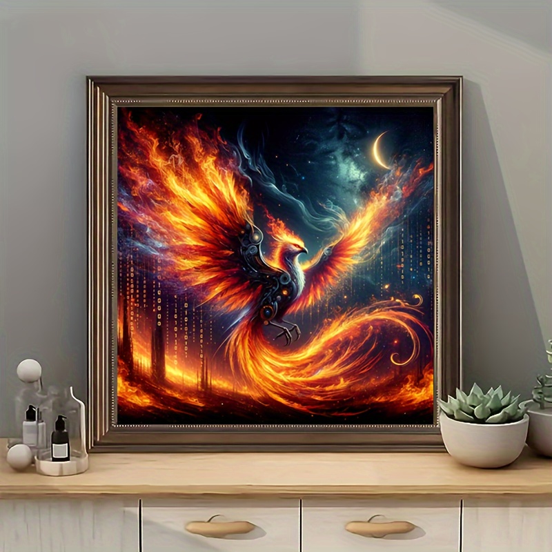 

1pc Flame Phoenix Pattern Diamond Art Painting Set, Diy 5d Acrylic Full Round Diamond Inlaid Painting Draw By Number, Mosaic Puzzle Diamond Art Painting Handmade Set Frameless (20x20cm/7.87x7.87in)