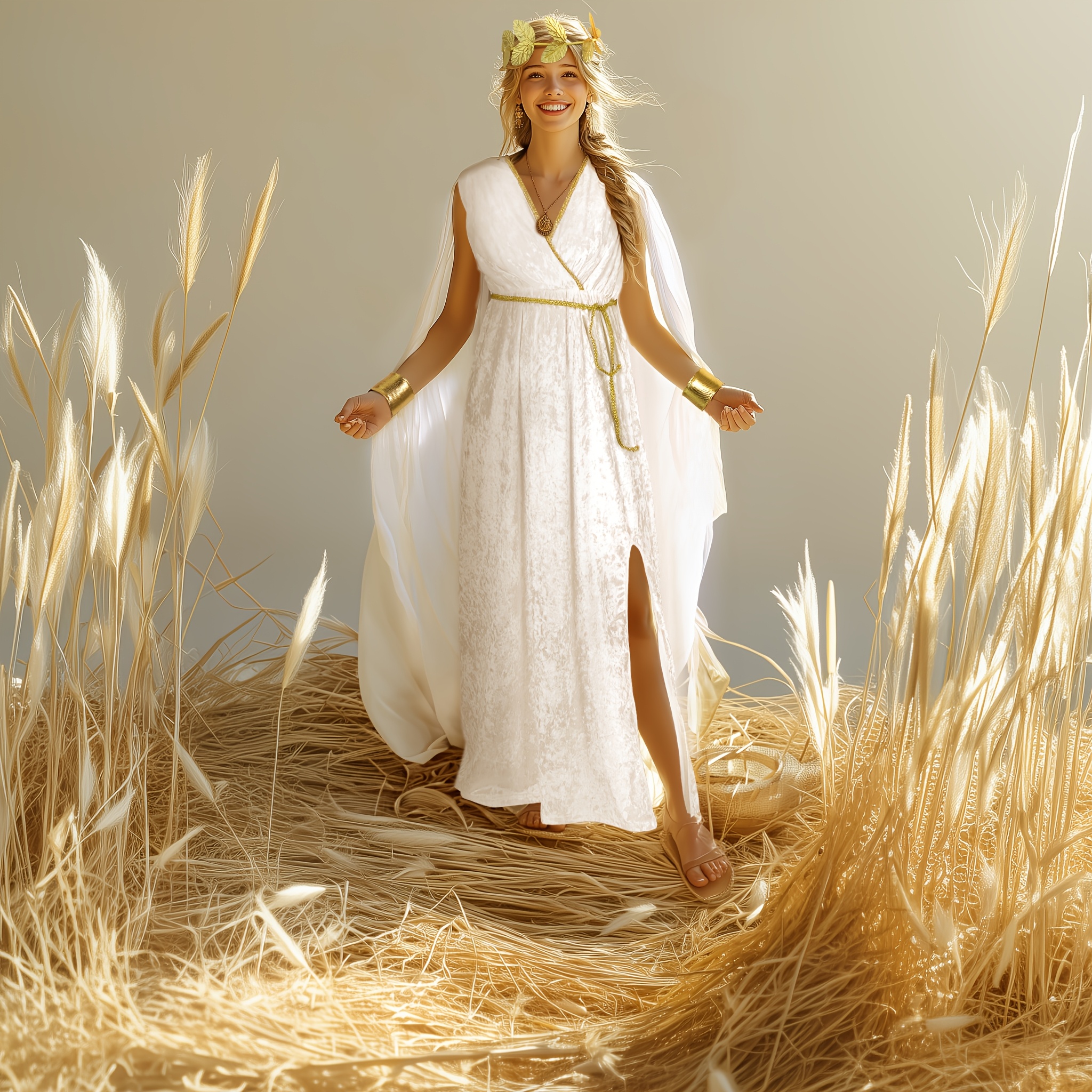 5pcs set   costume featuring leaf headbands wrist belts and a   toga dress   halloween roman mythology theater nights and greek festival events for women and couples 0