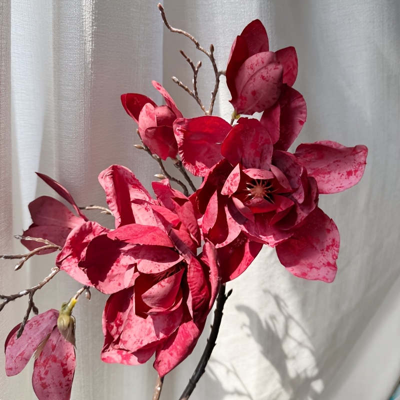 TEMU 2pcs Artificial Flowers, Simulation Retro Large Magnolia, Autumn-colored , Home Decoration, Living Room Decoration, Christmas, Thanksgiving