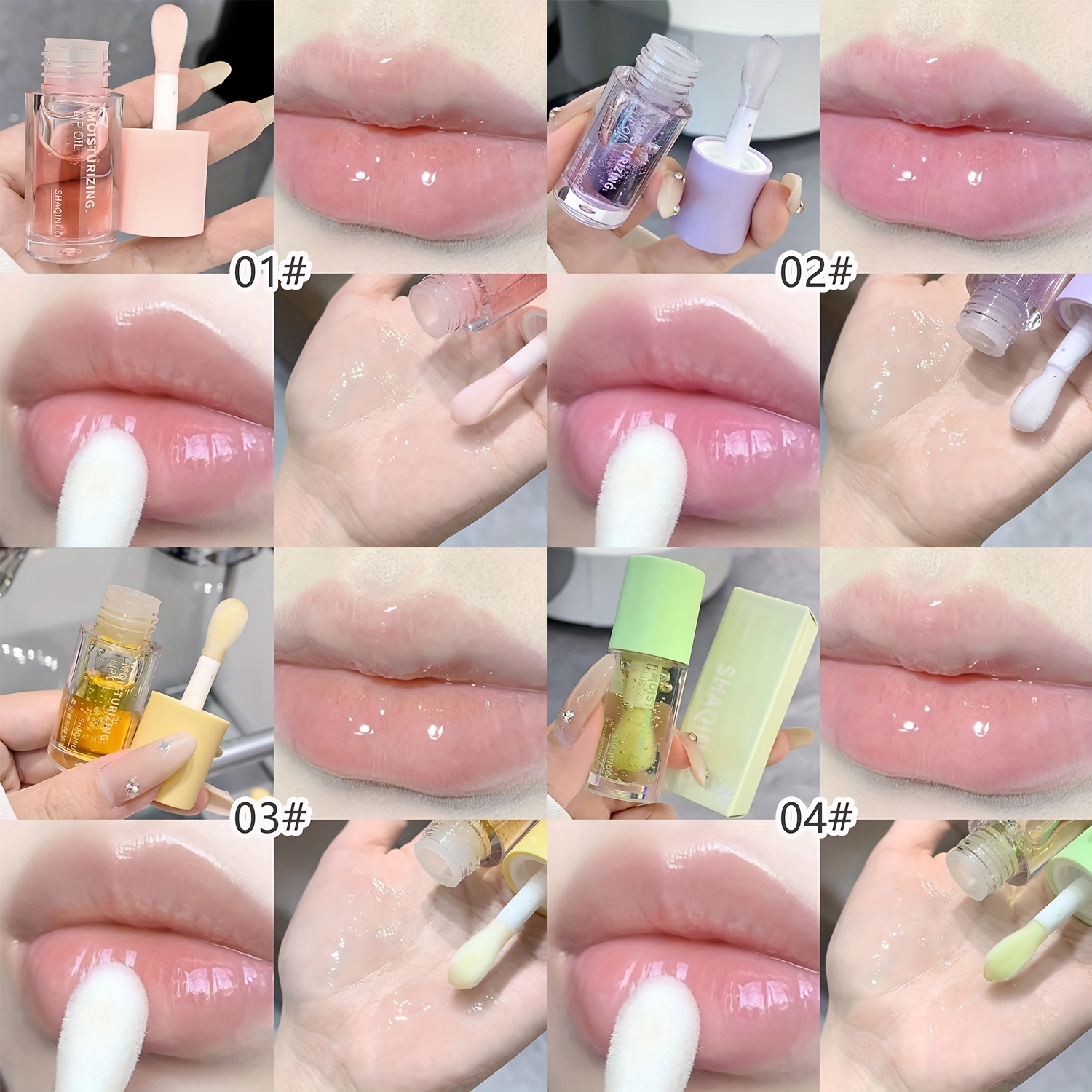 TEMU 4pcs Berry Tinted Lip Oil Gloss Balm - Plumping Lip Care Serum With Glass-look Suitable For Types, Hydrating Jelly Lip Gloss Suitable For Valentine's Day, Gifts, Fruit Flavored Berry Lip
