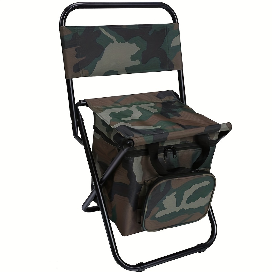 TEMU Heavy-duty Portable Folding Camping Chair With Backpack - Lightweight, , 260 Lbs Weight Capacity, Green Fabric Seat & Black Metal Frame, Camping, Fishing, Hiking, And Travel, Camping Accessories