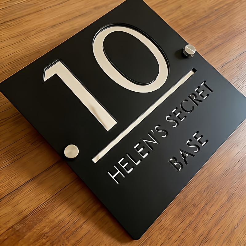 TEMU Plaque d'adresse et panneau de numéro de maison personnalisés - Nom et numéro personnalisés, plaque de maison murale extérieure pour maisons,