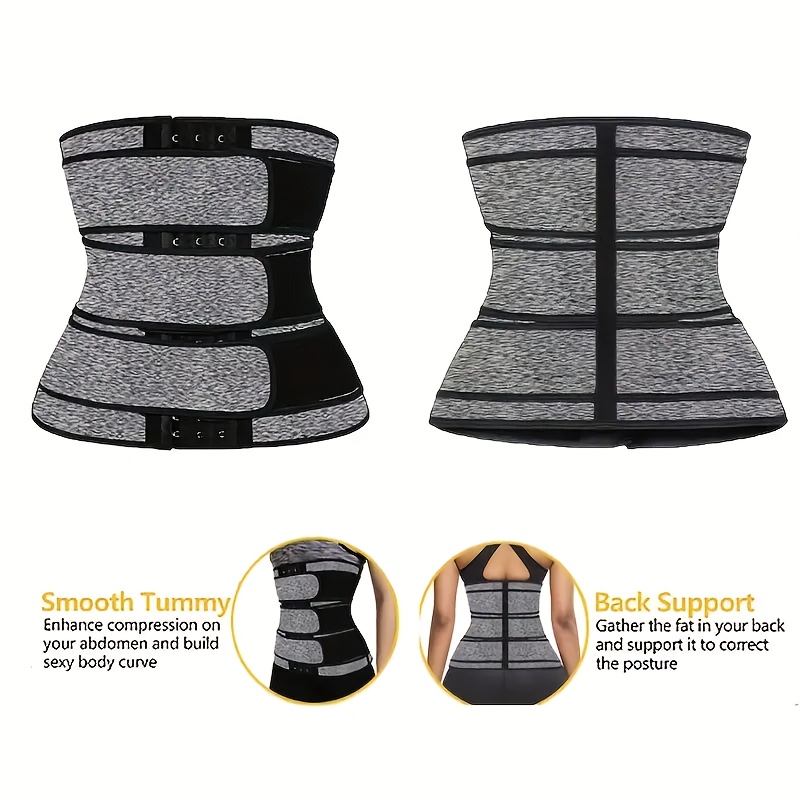 Women's Adjustable Waist Trainer Belt for Fitness and Sports - Hook-and-Eye Closure, Tummy Control, Body Shaping, Knitted Textile Material with Neoprene and Polyester, Gym Accessories