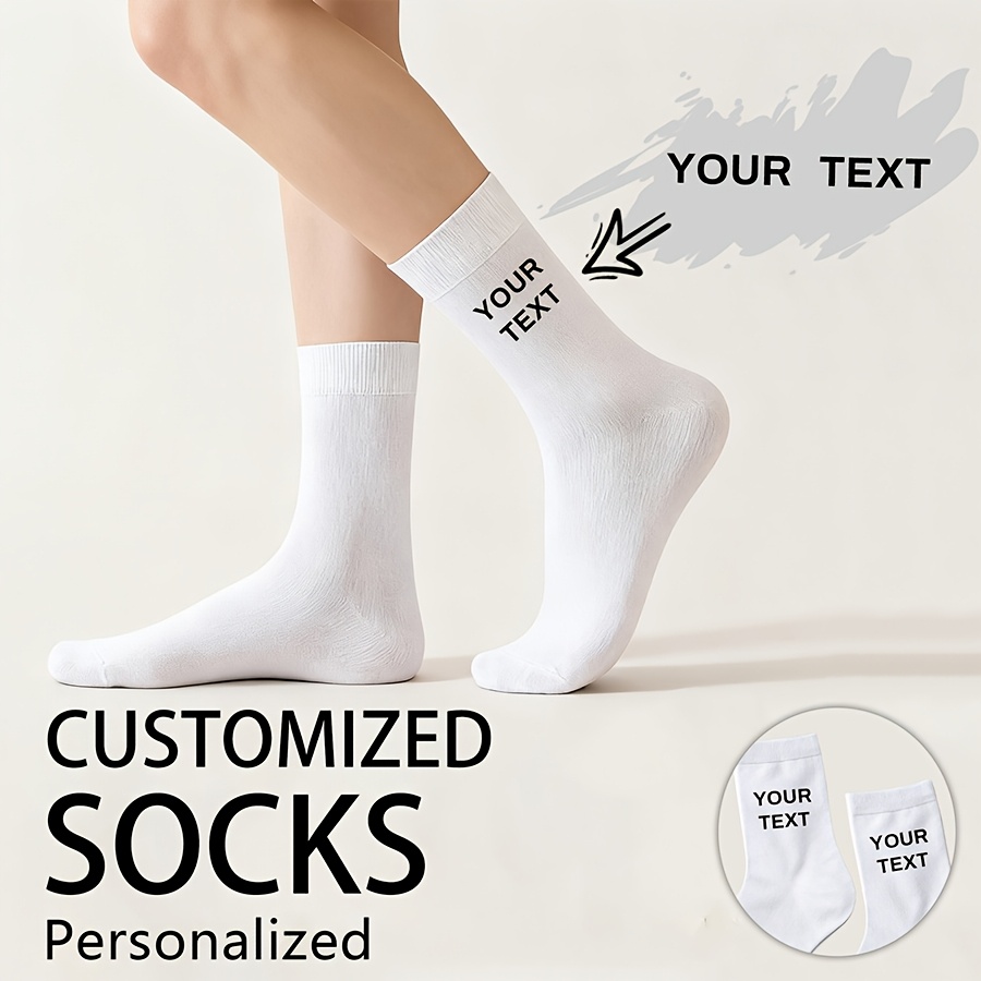 TEMU 1 Paar Gepersonaliseerde Sokken voor Koppels: Mid-Foot Stijl met Leuke Tekstontwerpen. Duurzaam , Romantisch en Uniek—Perfecte Cadeaus voor