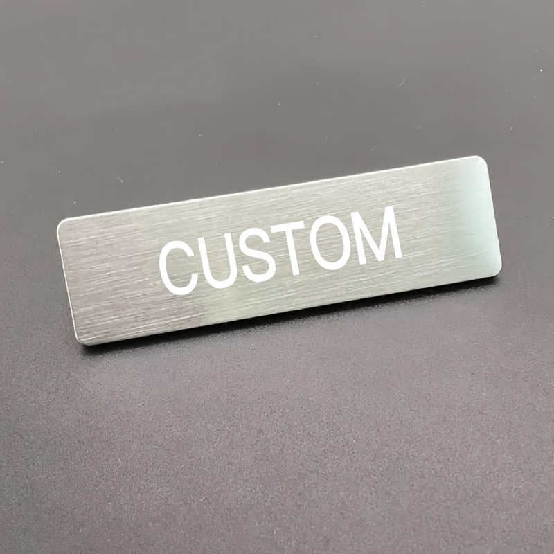 TEMU Golden Nameplate With Pin Fixation, Custom Text Logo Engraving - Non-fading Metal Id Tag For Nurses/dentists, Shopping Guides And Cashiers,