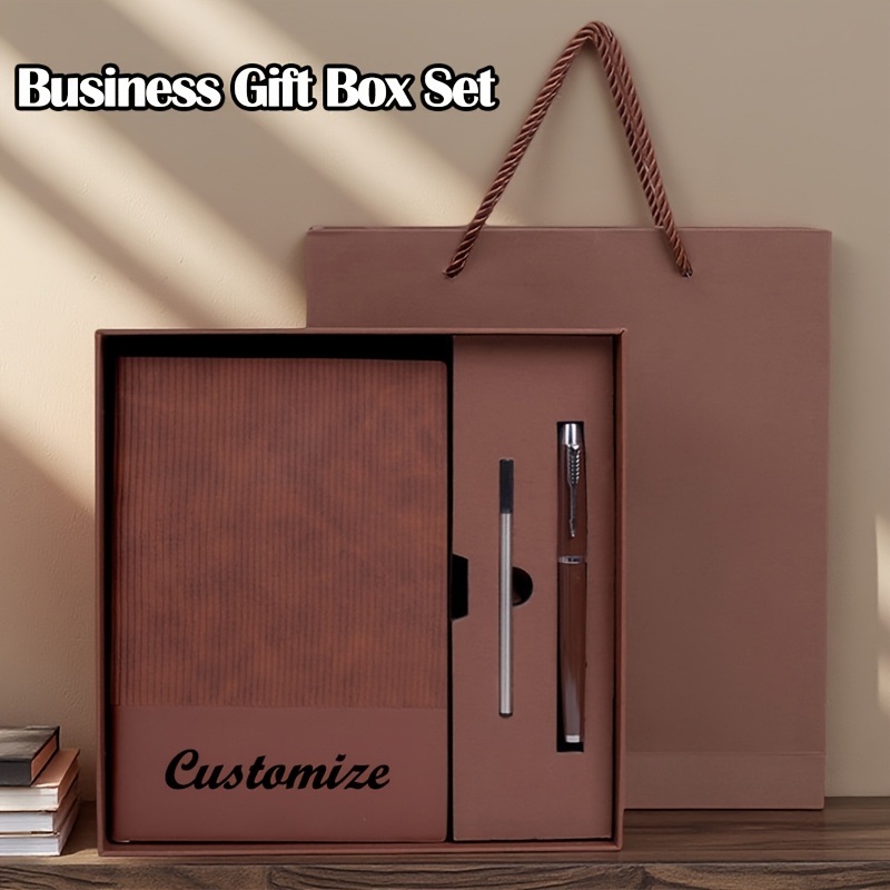 customized 3pcs sets personalized name date a5   leather notebook gift set engraved diary with pen and refill   business back to school graduation holiday or   0