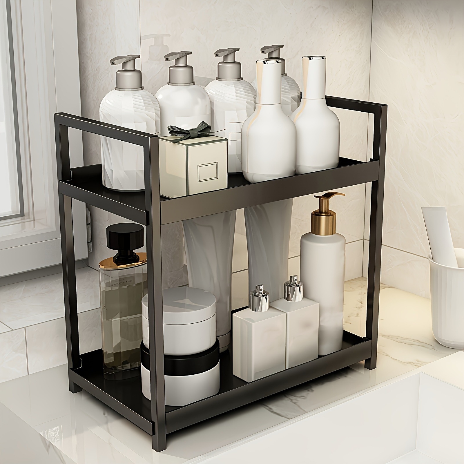 TEMU 1 Two-tier Desktop Organizer/storage Unit, Suitable For Organizing Cosmetics, Skincare Products, Lipsticks, Perfumes, Jewelry, Spices, And Daily