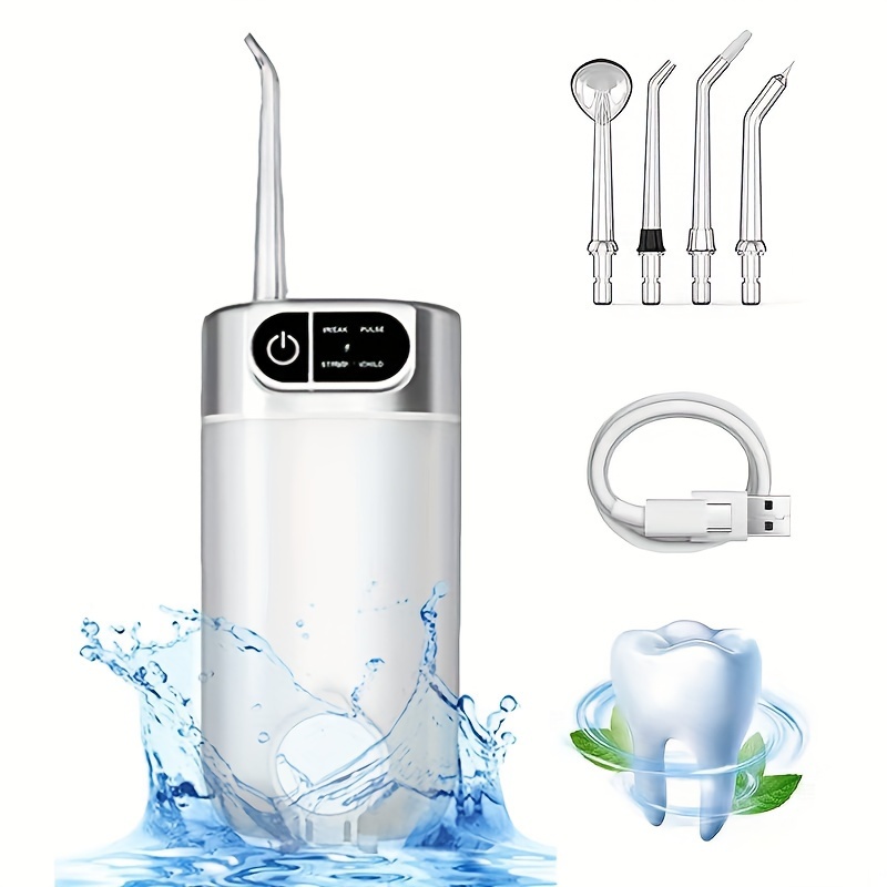 

Portable Cordless Oral Irrigator 300ml Rechargeable Travel Irrigation Cleaner Electric Flossing Machine For Teeth Cleaning. Tongue Cleaning Plaque Removal, Compatible With Cleansing