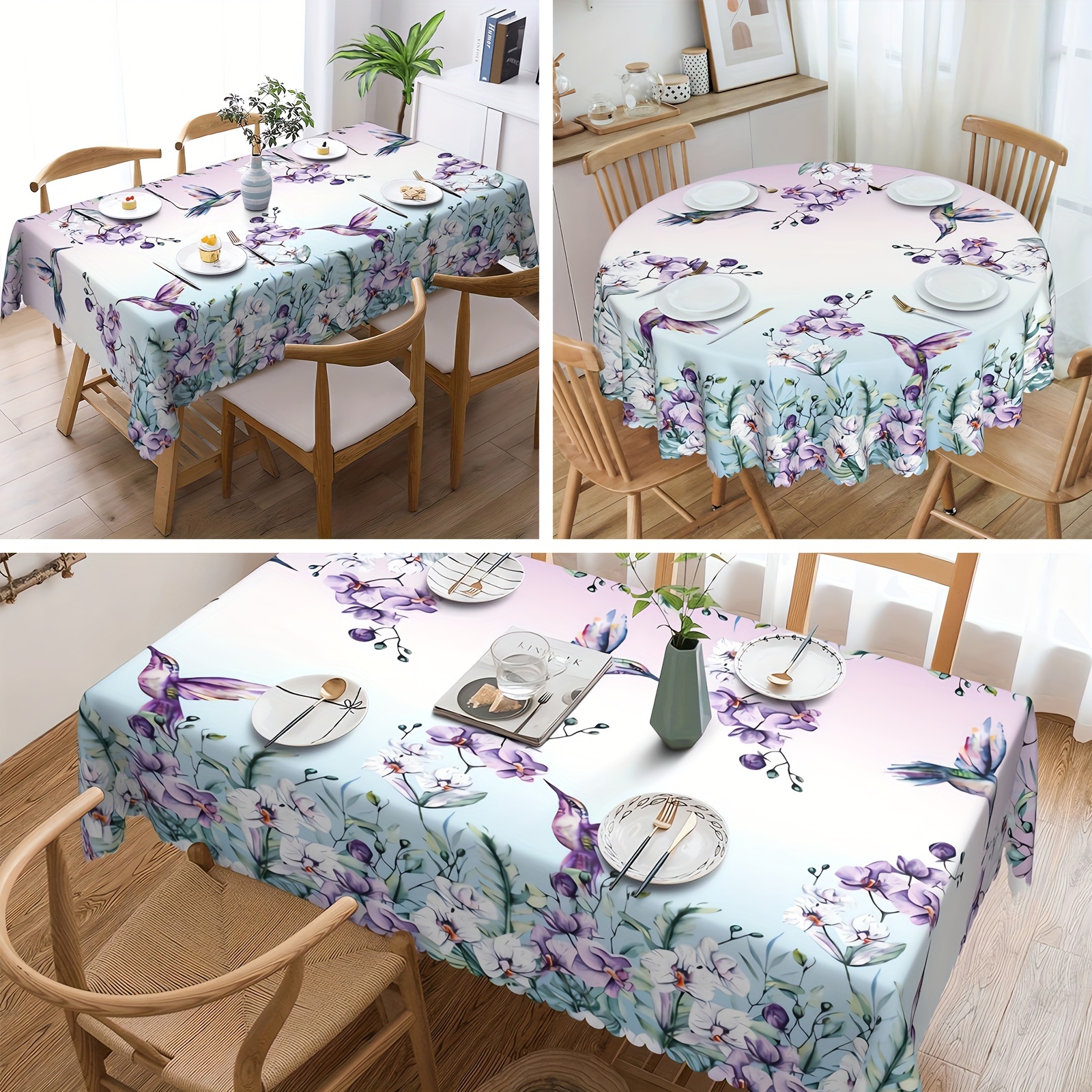 

1pc, Tablecloth, Hummingbird Floral Table Cloth, Spring Flowers Tablecover, Waterproof Stain Wrinkle Free, Indoor And Outdoor Table Cover, For Home Kitchen Dining Party Decoration