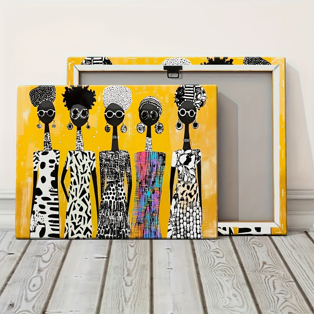 five african women art print wooden frame black white - Temu