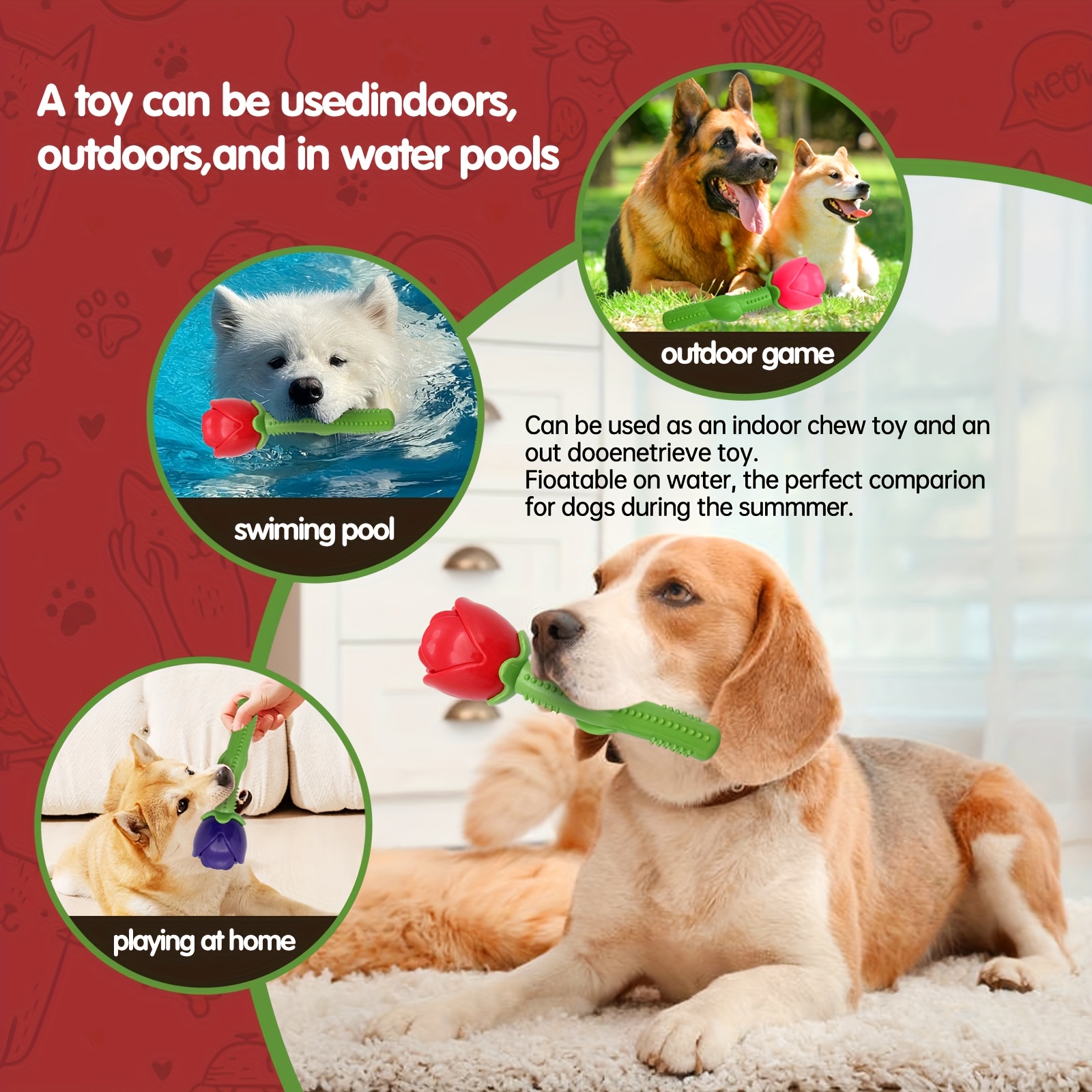 a rose shaped pet chew toy sturdy durable toy squeaking - Temu New Zealand