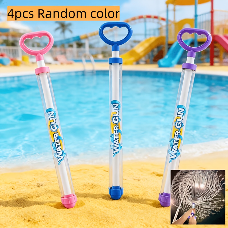 Image of 4pcs In Random Colors, Summer Firework Water Gun Toys | Suitable For Outdoor Pools, Beach Parties, Pool Battles, Photo Props, And Surprise Gifts For Birthdays, In Colors