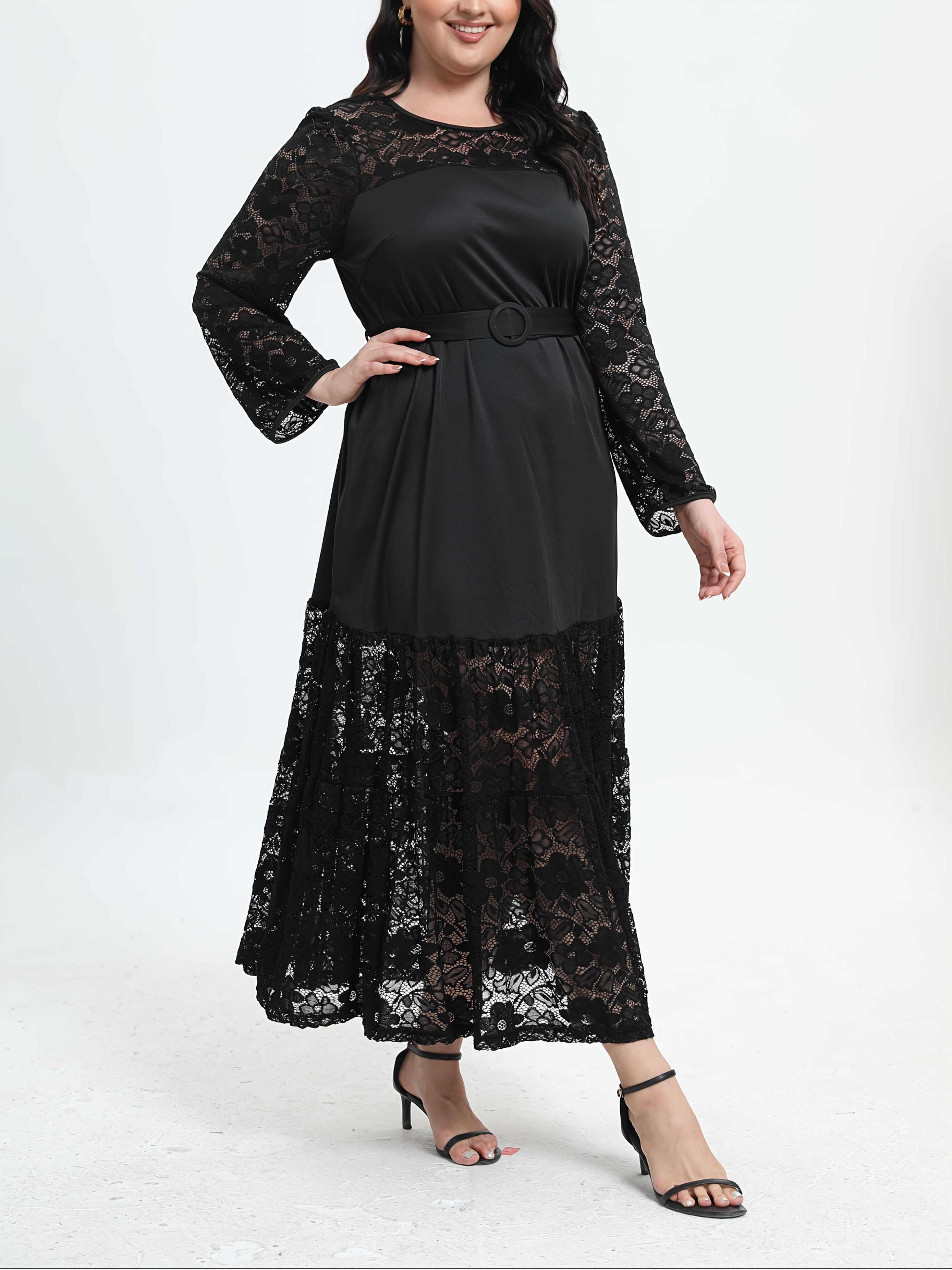 chinese dress ladies Secretsculpt Long Sleeve Midi Dress Brown / M