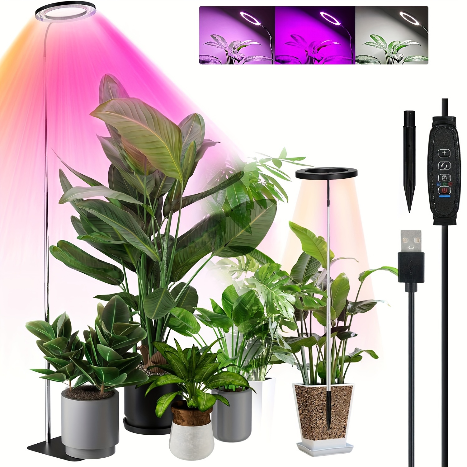 1Pack * Grow Lights for Indoor Plants LED Floor Plant Light with Base and  Earth Stick Dual Purpose Adjustable Height Stand for Large Plants