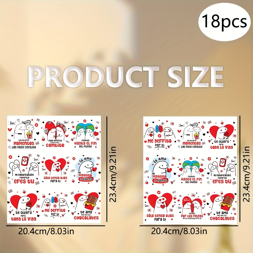 TEMU 18 piezas de Día de San Valentín, Día del Amor y , Envolturas UV DTF Autoadhesivas, Sticker de Transferencia para Tumbler, Vasos, Botellas,