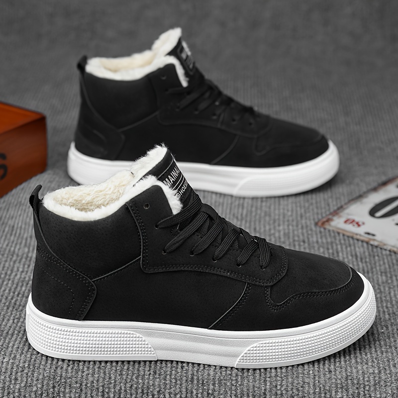 Image of Men's Winter Warm Skateboarding Snow Boots With Plush Lining, Shoes Suitable For Outdoor Leisure And Sports