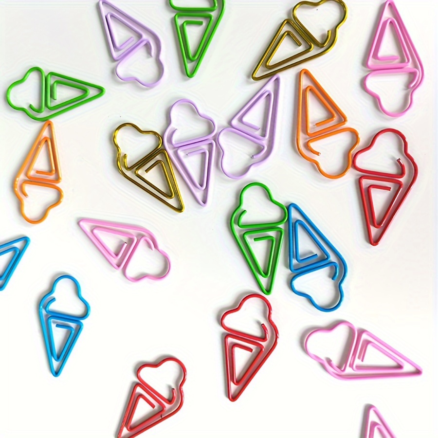 20/50pcs 7- Cream Colored Paper Clips, Creative Cone-shaped Bookmarks, Creative Binder Clips, Office Supplies