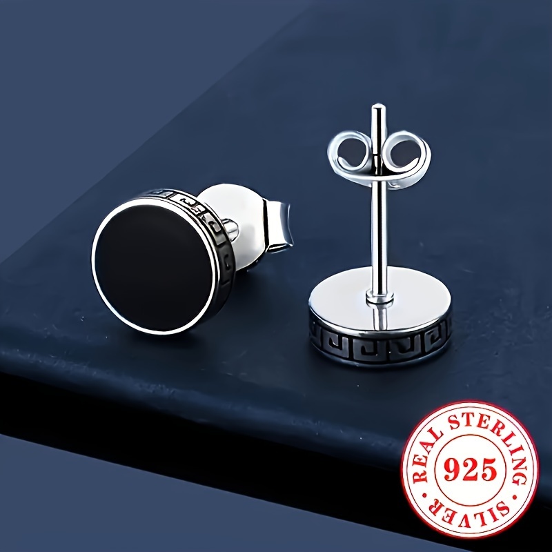 Women's S925 Silvery Stud Earrings, Enamel Design