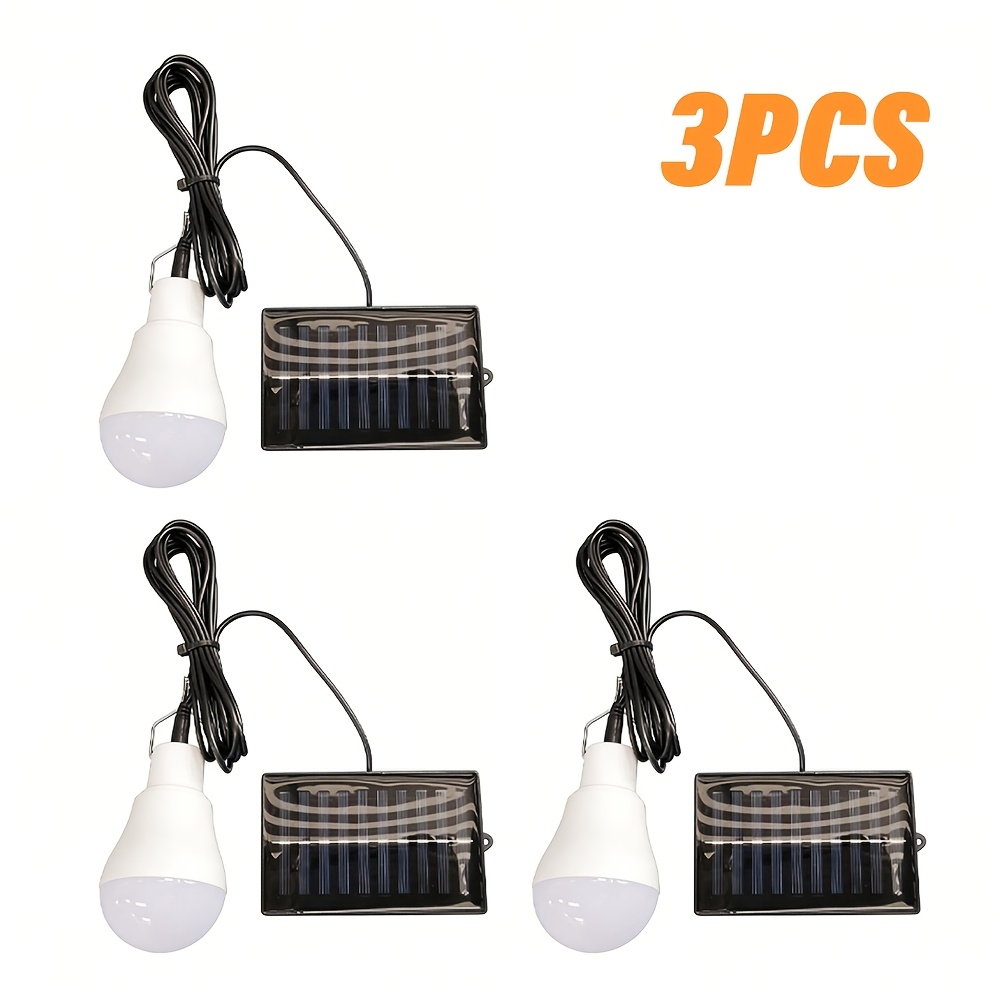 Image of 3pcs Solar Bulbs, Rechargeable Portable Solar Lights With Led Bulbs, Suitable For Indoor Power Outages, Households, Outdoor Fishing, Camping, Hiking, Chicken Coops, And Tent Lighting