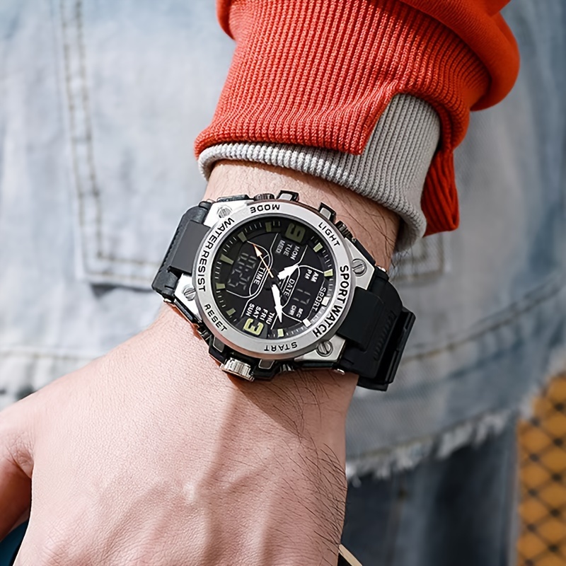 fashion unisex digital sports watch and shockproof pvc band alloy case non rechargeable button battery Product details 3