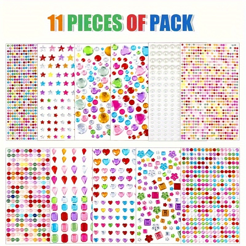 

3034pcs Self-adhesive Rhinestone Gems, Acrylic Jewel Decals For Diy Crafts & Scrapbooking, Face Makeup Decoration, Diamond Shapes For Party & Seasonal Decor - No Feathers, Non-electric