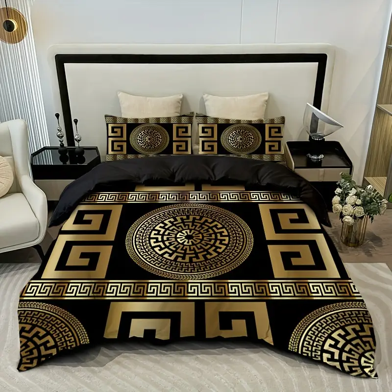 3pcs round quilt piece down quilt two pillowcases quilt cover pillow does not pillow polyester fabric polyester comfortable breathable fabric suitable for living room and bedroom washed by machine details 0