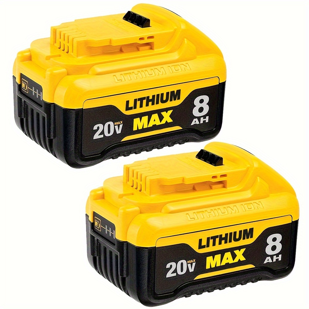 

2 Pack 8.0ah Li-ion Replacement For Dewalt 20v Xr Lithium Cordless Tools Dcb208 Dcb206 Dcb206-2 Dcb200 Dcb204 Dcb204-2 Dcb203 Dcb201 Dcb207 Dcb210 20 Volt Dcd Dcf Dcg Dcs Series New