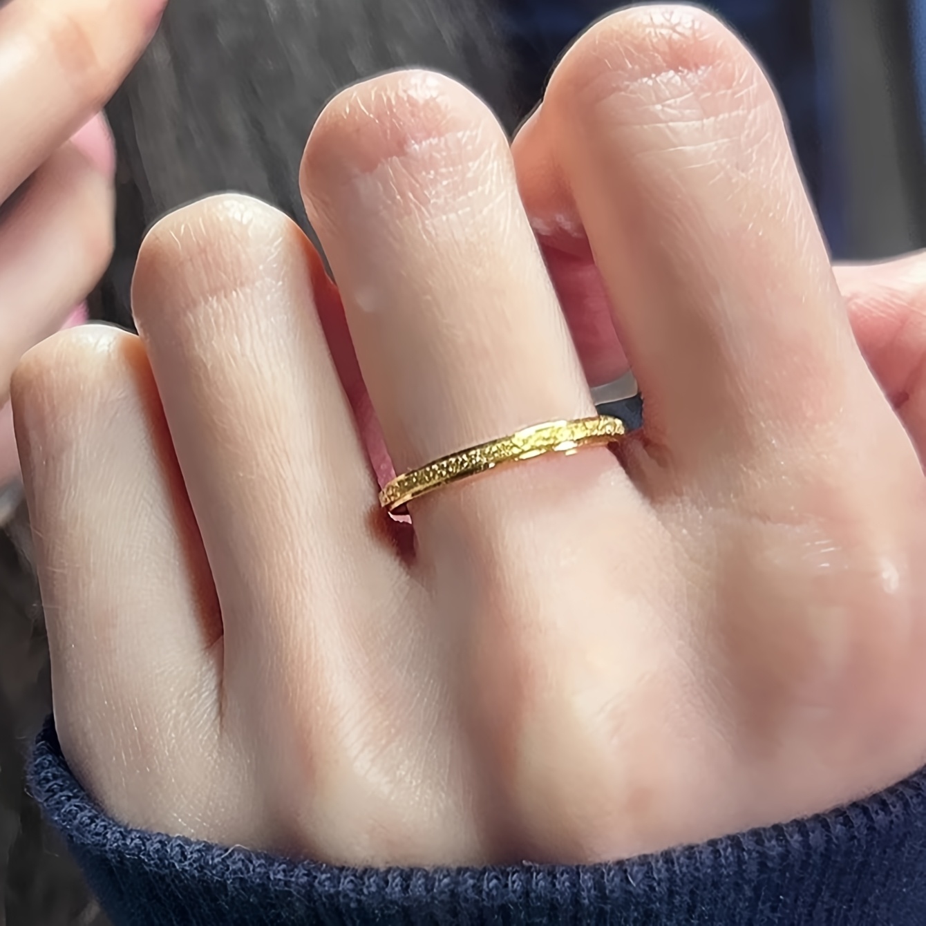 2pc Set Women's Retro Elegant Bling Minimalist Stainless Steel Rings