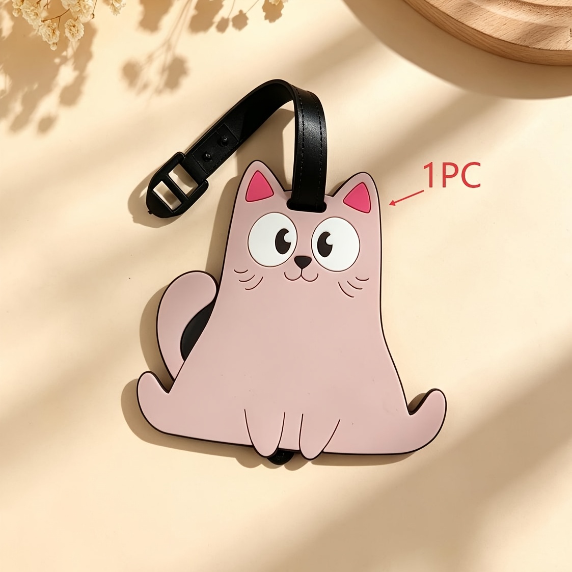 Macaron Solid Colour Cat PVC Travel Luggage Tag