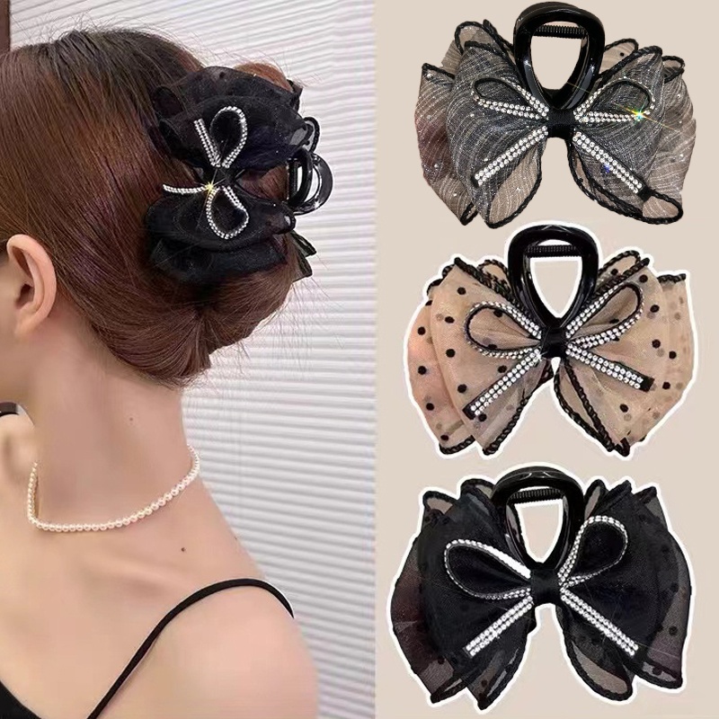 3個セット】メッシュ リボン ヘアクリップ | temu Temu Japan