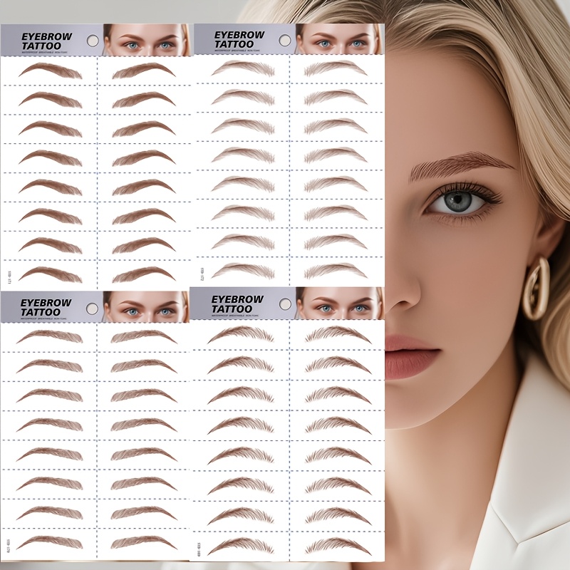 

8 Pairs Brown Eyebrow Tattoo Stickers, Disposable, Waterproof, Sweatproof, Easy Application, Temporary Eyebrow Tattoos For Quick Makeup