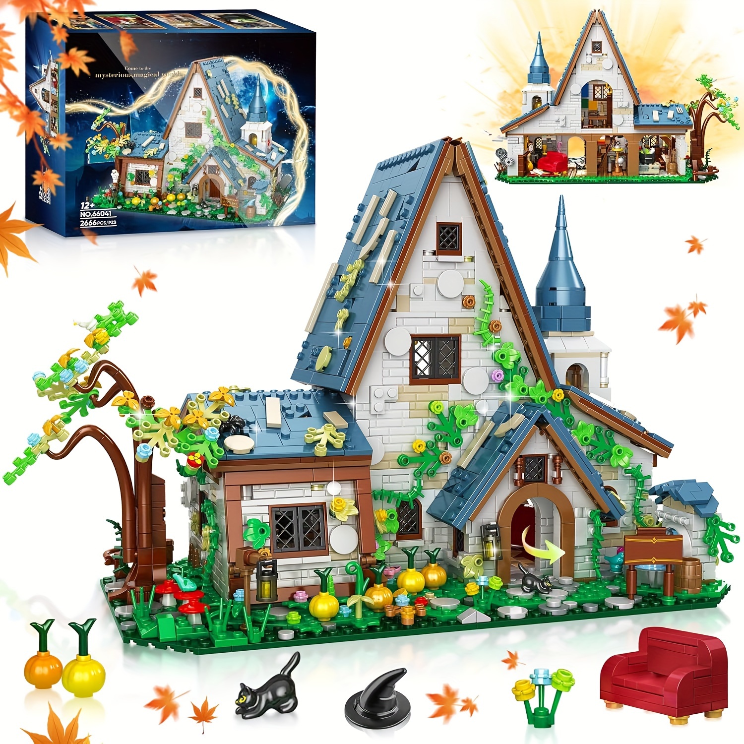 

House Architecture Building Blocks Set, Construction Set With Hidden Attic, Magical Accessories, Creator Architecture House Building Kit, Ideal Gift For Fans/ Collectors, 2666 Pieces