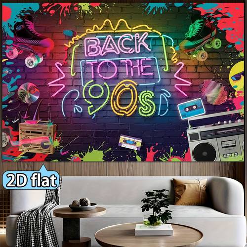 2d flat 1pc background cloth 90s theme nostalgic elements suitable for party decoration showcasing 2d flat banner tapestry