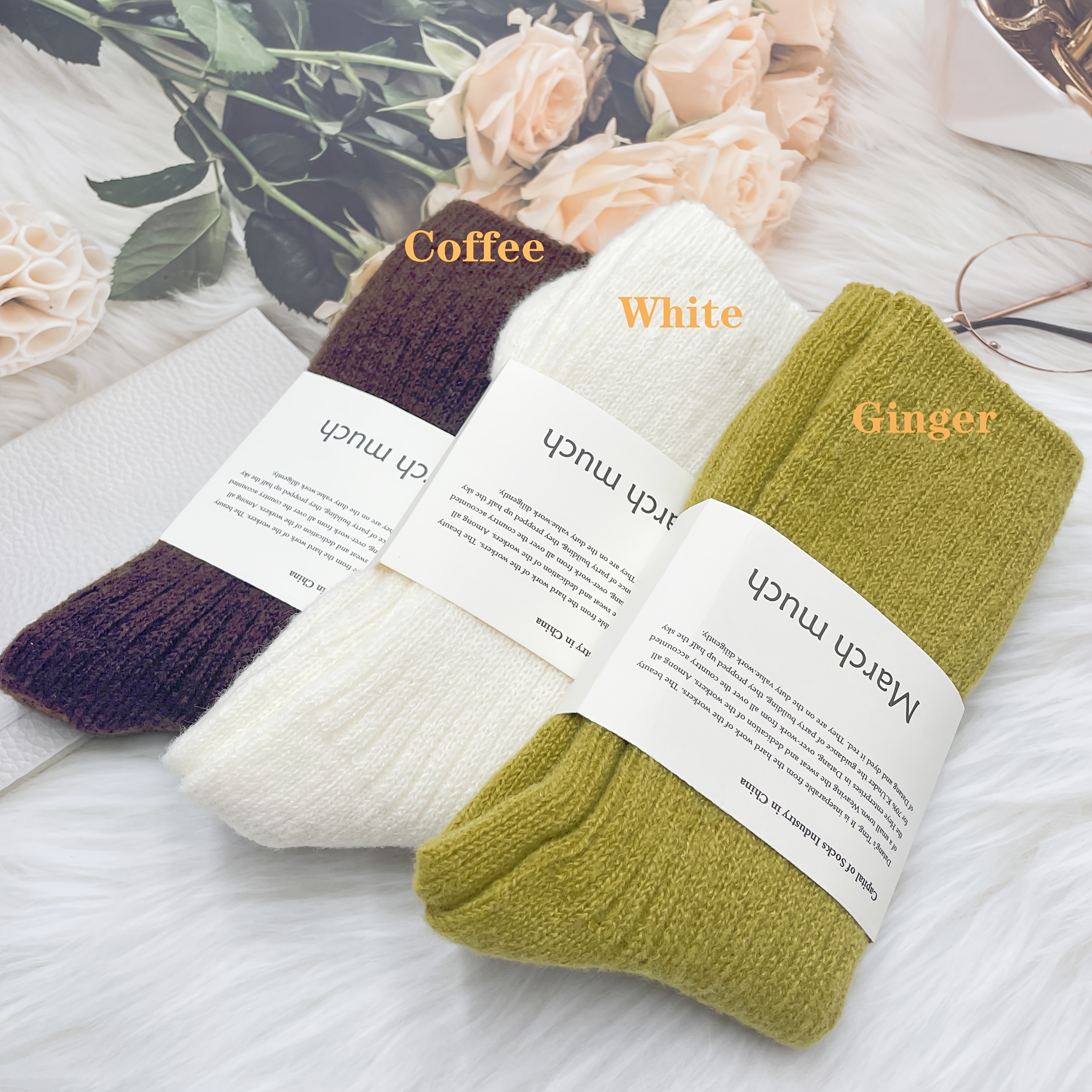 3 Pairs Women's Wool Socks - Winter Solid Color Mid-calf Crew Socks, Ultra Soft Warm Socks For Cold Weather