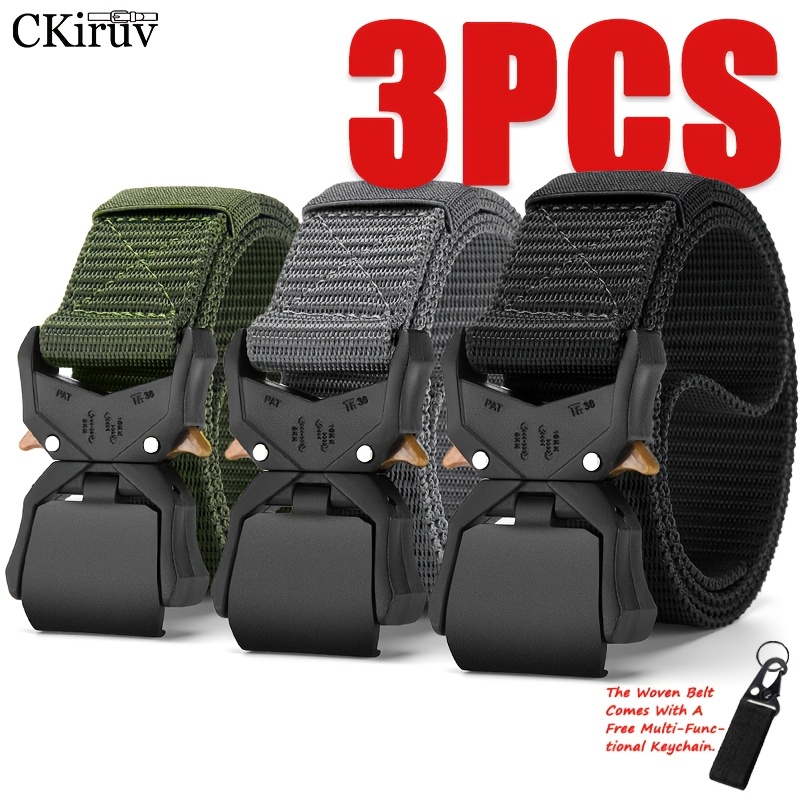 Image of 3pcs Unisex Sports Braided Waist Belt, Durable And , -release , With A Keychain, , Suitable For Daily Life And Sports , Simple And Practical, And A Great Gift For Holidays.