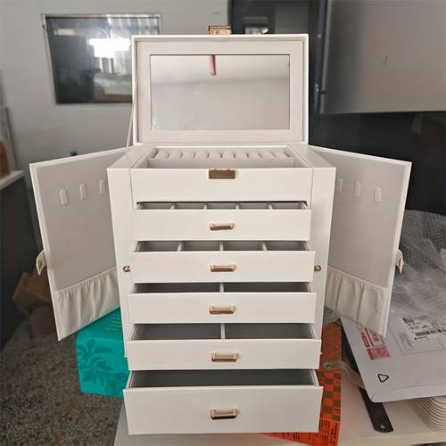 box with mirror elegant 5 tier beige golden storage cabinet perfect gift for her birthday s valentines day jewelry organizer jewelry storage cabinet jewelry making display packaging supplies