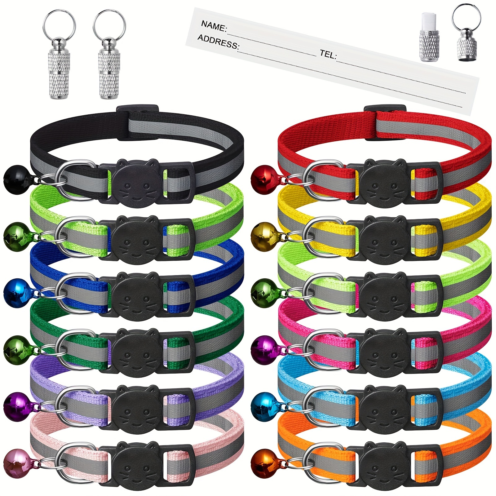 

12 Reflective- Cat Collars , , Tag, , For Male , , Accessories (12 & 2 Id )