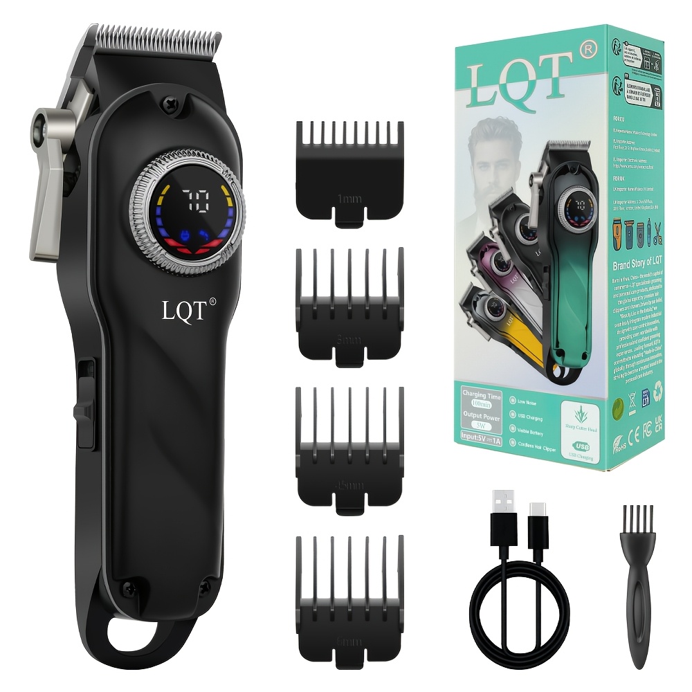 TEMU Cortadora de pelo profesional LQT de grado salón, recargable por USB, pantalla digital inteligente, diseño de cuerpo ajustable. Adecuada para de